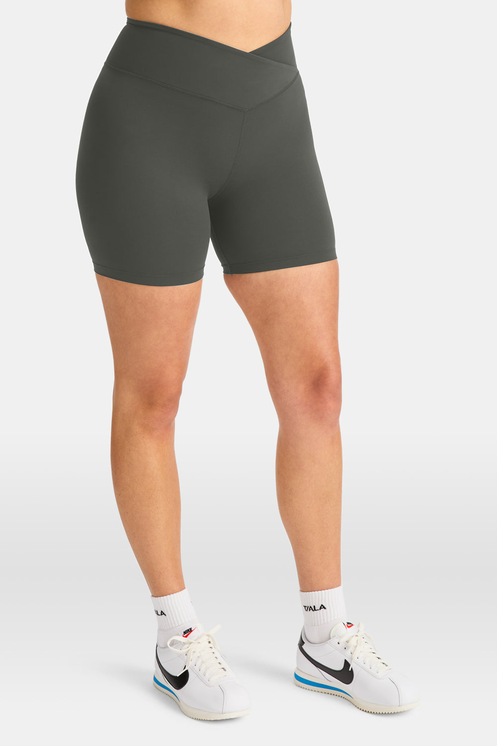 DayFlex Wrap High Waisted Cycling Shorts - Dark Olive