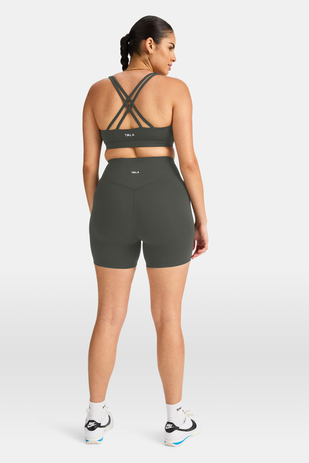 DayFlex Wrap High Waisted Cycling Shorts - Dark Olive