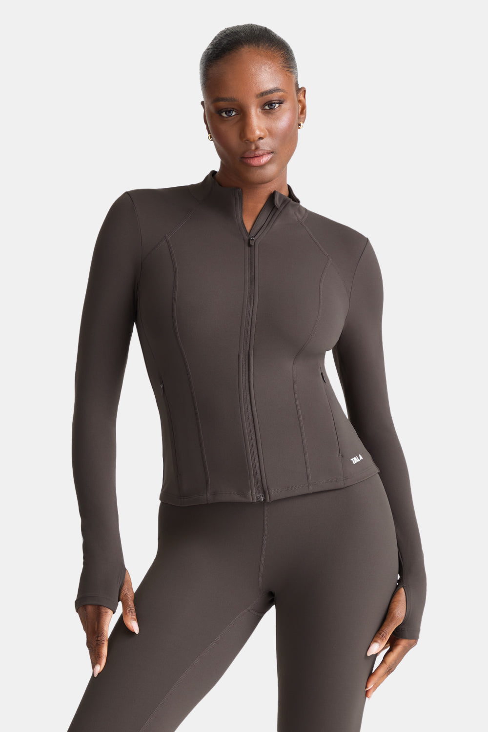 DayFlex Zip Through Sports Jacket - Mocha Brown