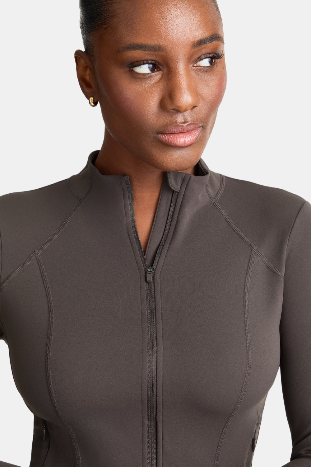 DayFlex Zip Through Sports Jacket - Mocha Brown