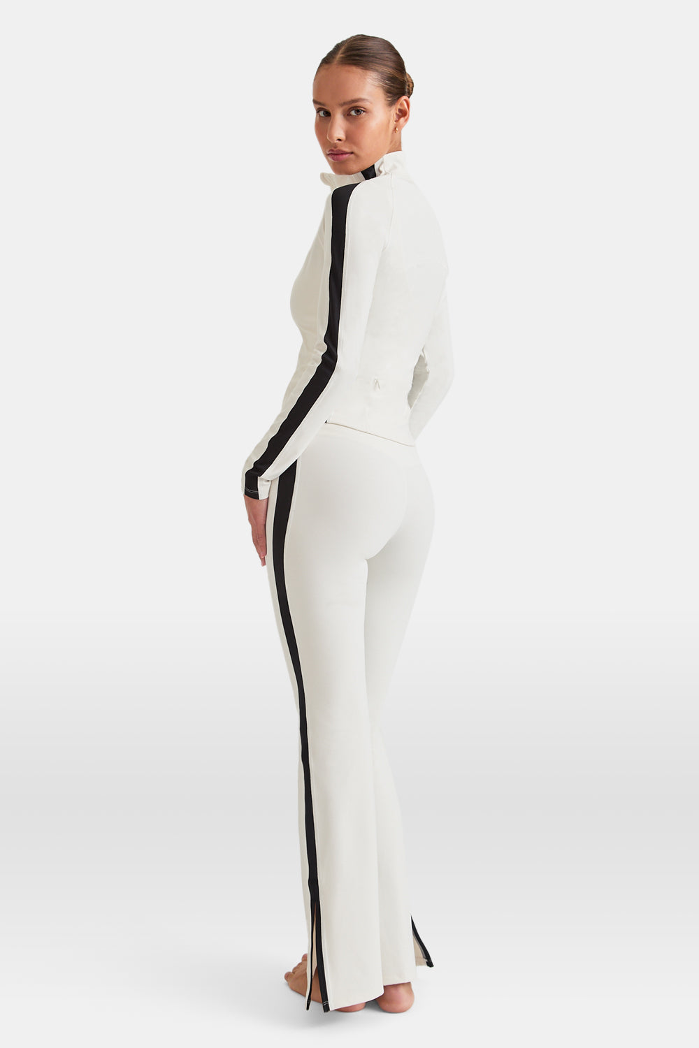 DayFlex Contrast Stripe Zip Through Jacket - Ivory And Shadow Black