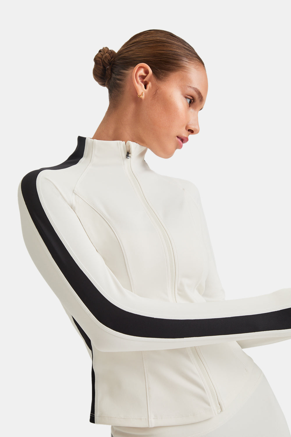 DayFlex Contrast Stripe Zip Through Jacket - Ivory And Shadow Black