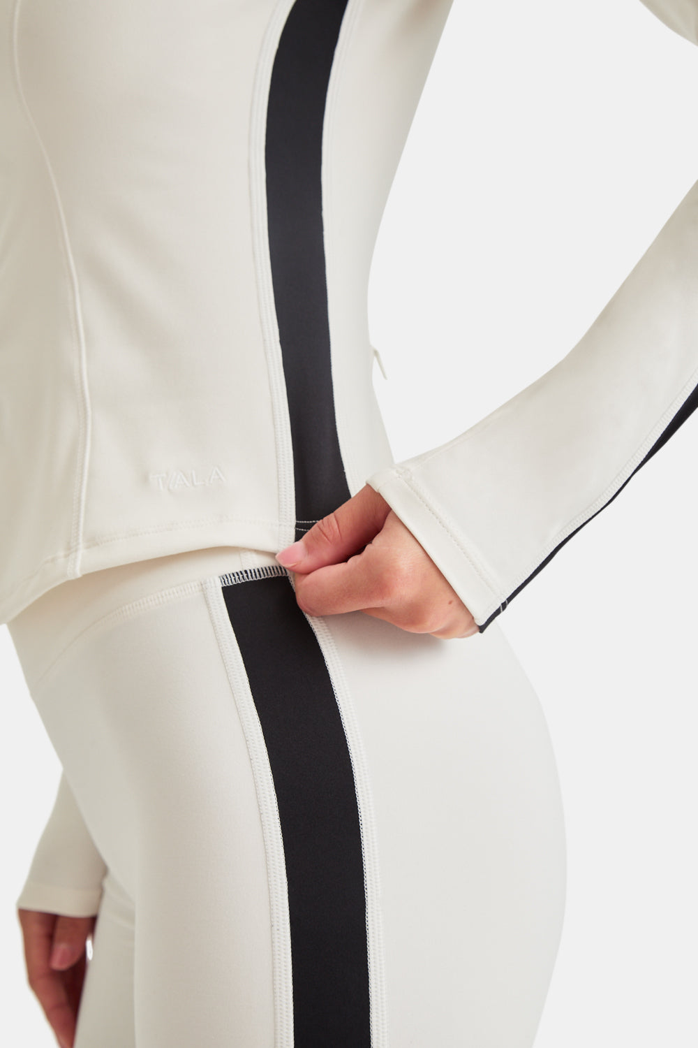 DayFlex Contrast Stripe Zip Through Jacket - Ivory And Shadow Black