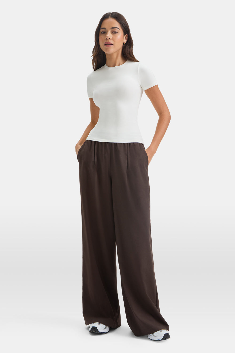 Drawstring Wide Leg Trousers - Americano