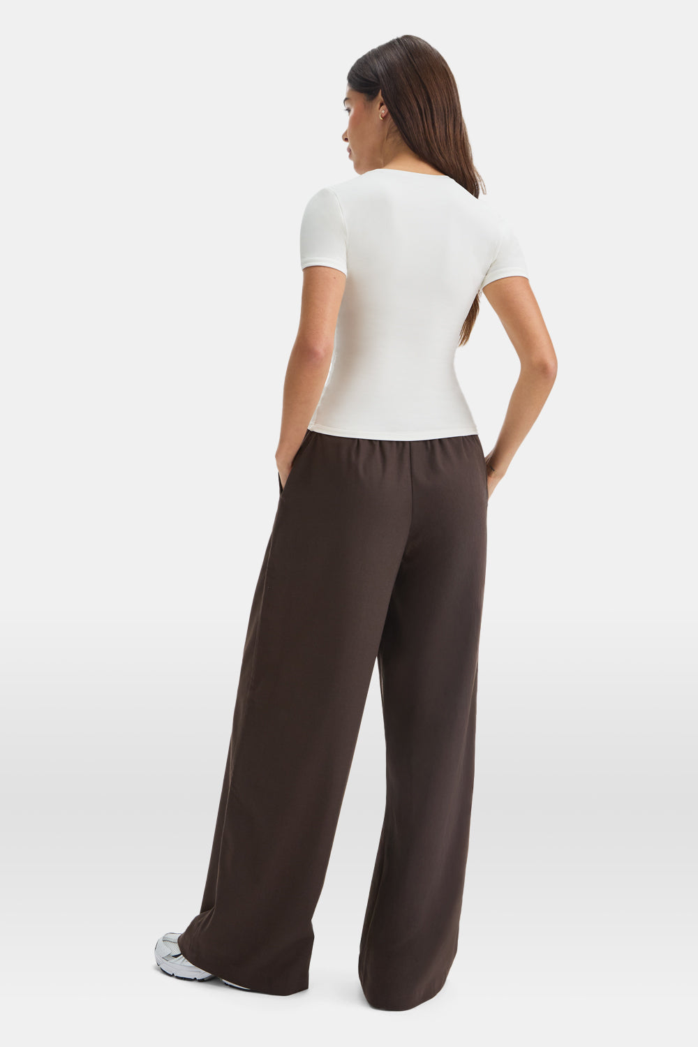 Drawstring Wide Leg Trousers - Americano