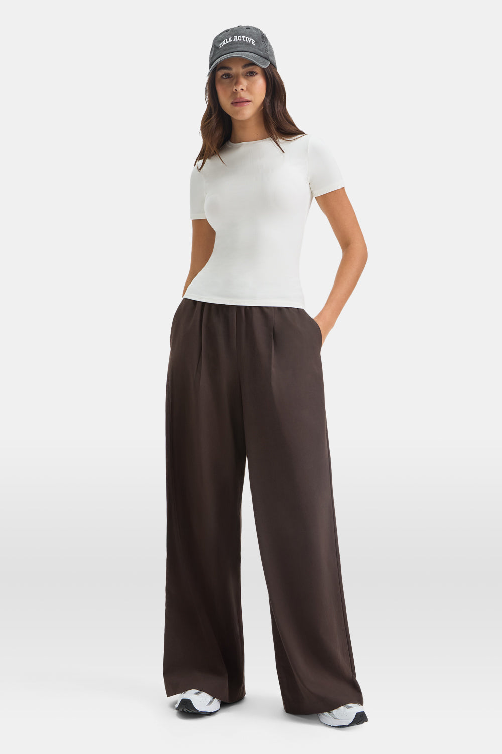 Drawstring Wide Leg Trousers - Americano