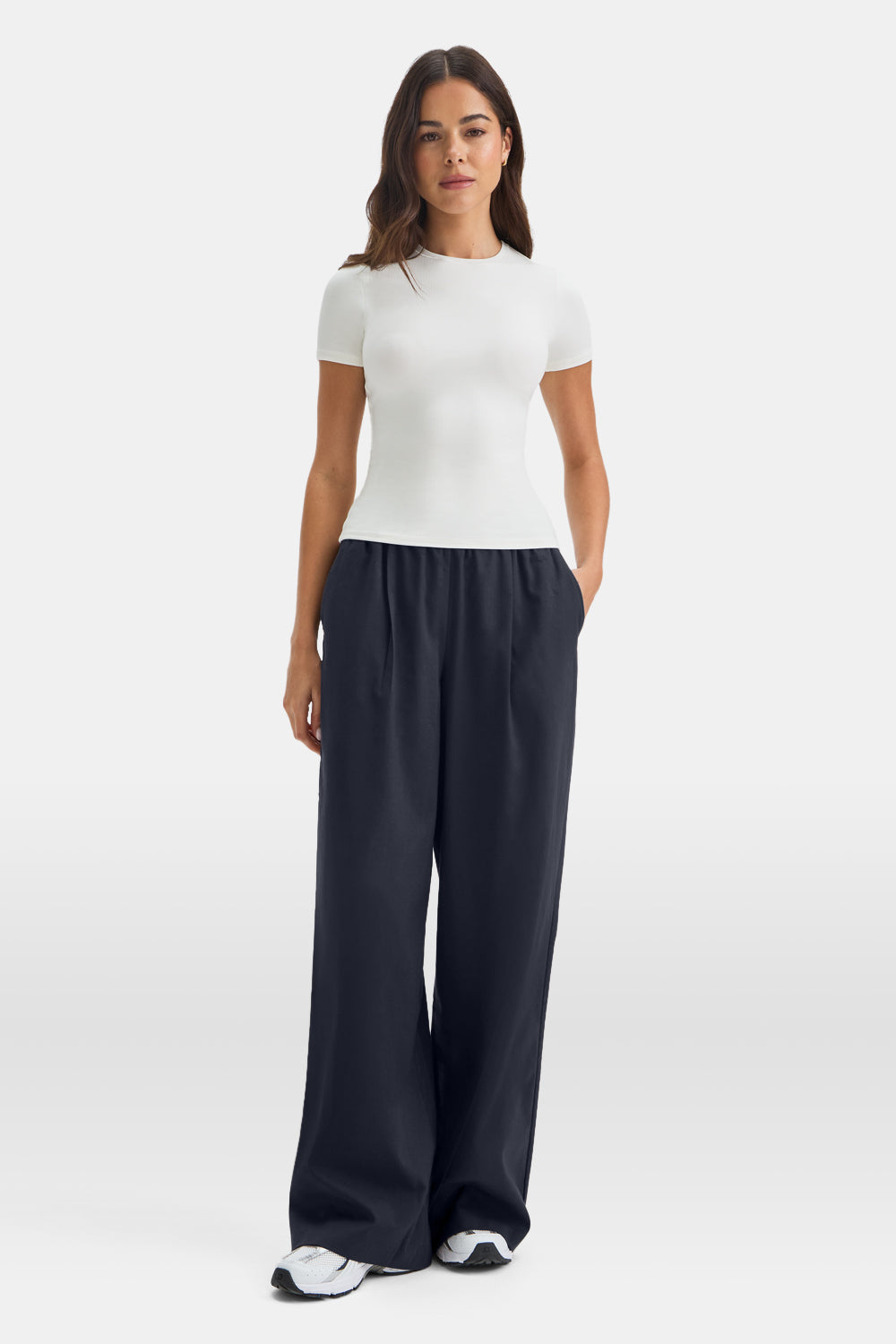 Drawstring Wide Leg Trousers - Midnight Navy
