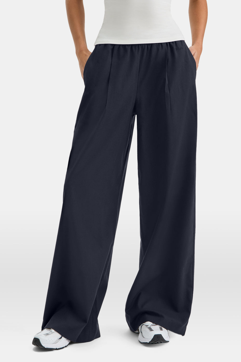Drawstring Wide Leg Trousers - Midnight Navy