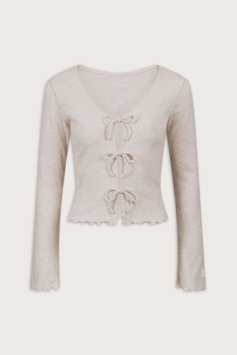 Tie Up Pyjama Cardigan - Oat Marl