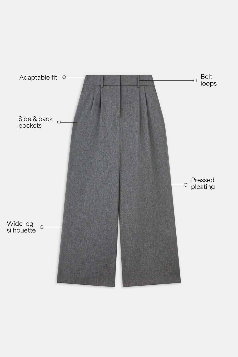 Everyday Tailoring Wide Leg Trousers - Charcoal Grey Marl