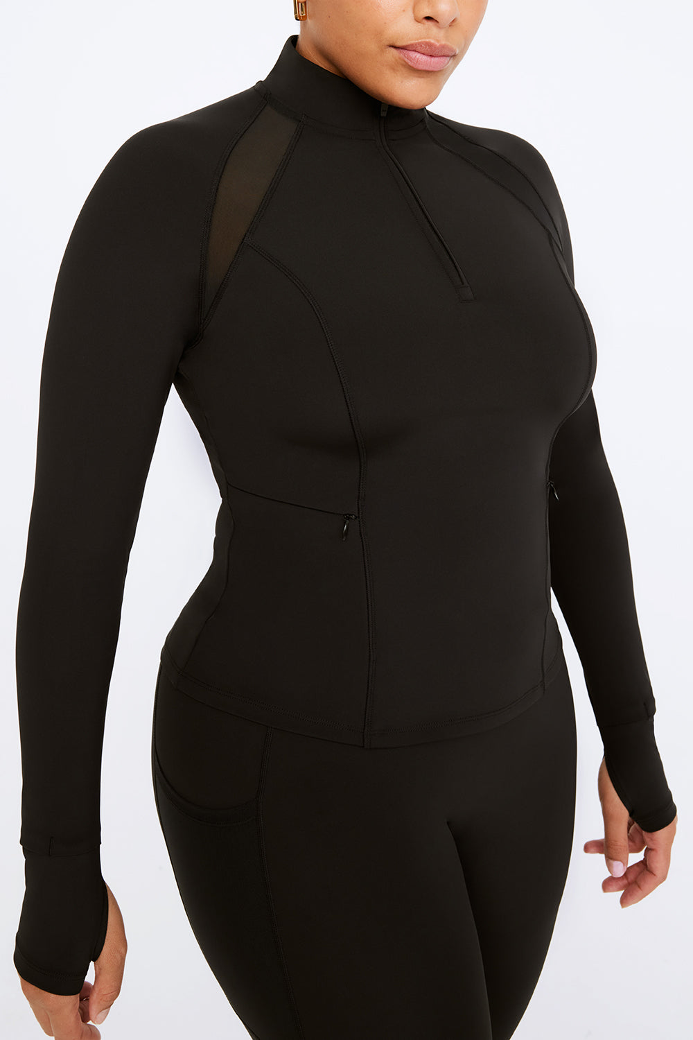 FormTech Quarter Zip Long Sleeve Running Top - Black