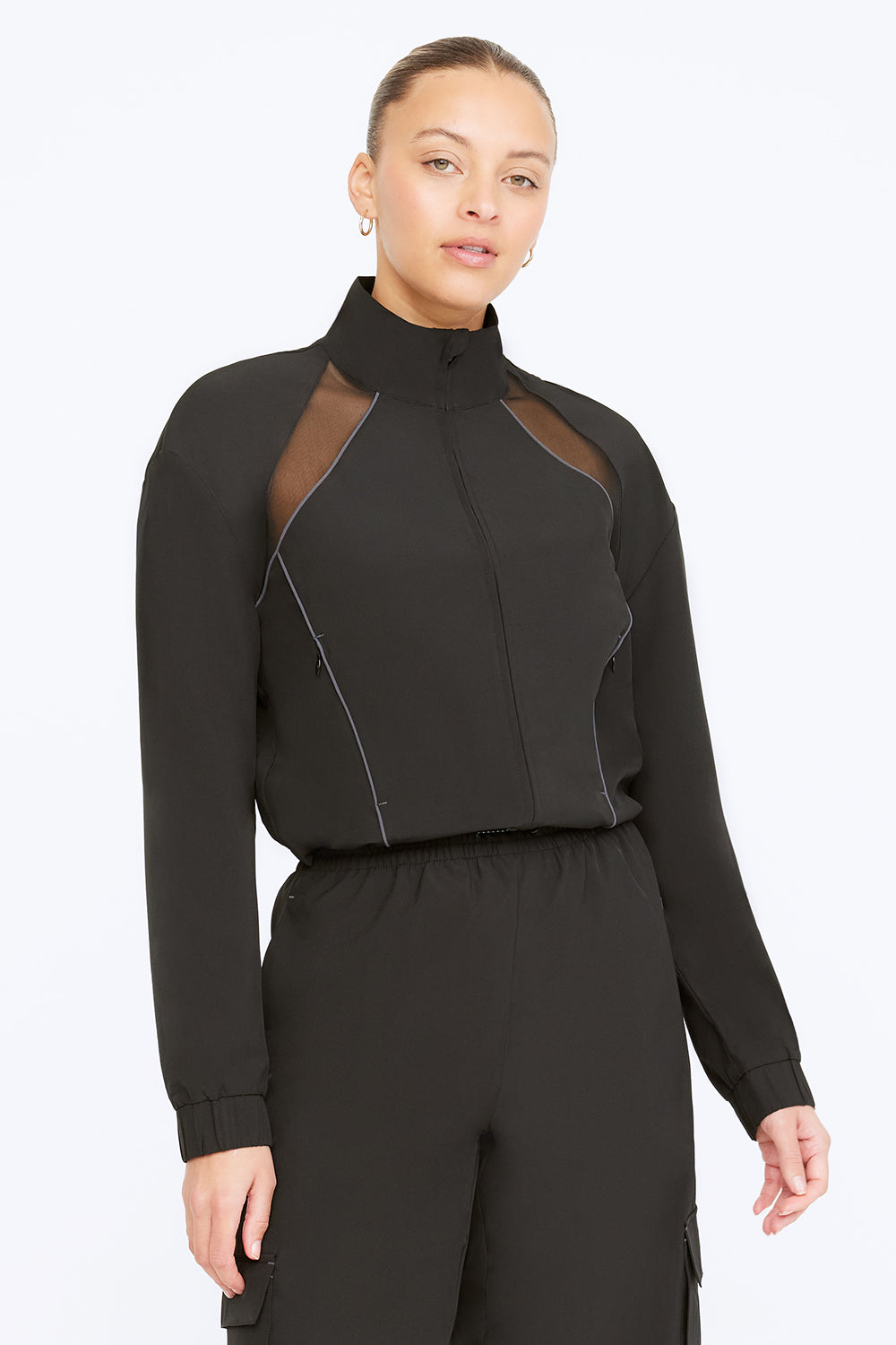 Woven Track Jacket - Black