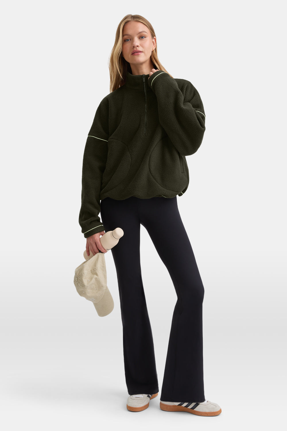 1/4 Zip Fleece Jacket - Dark Moss