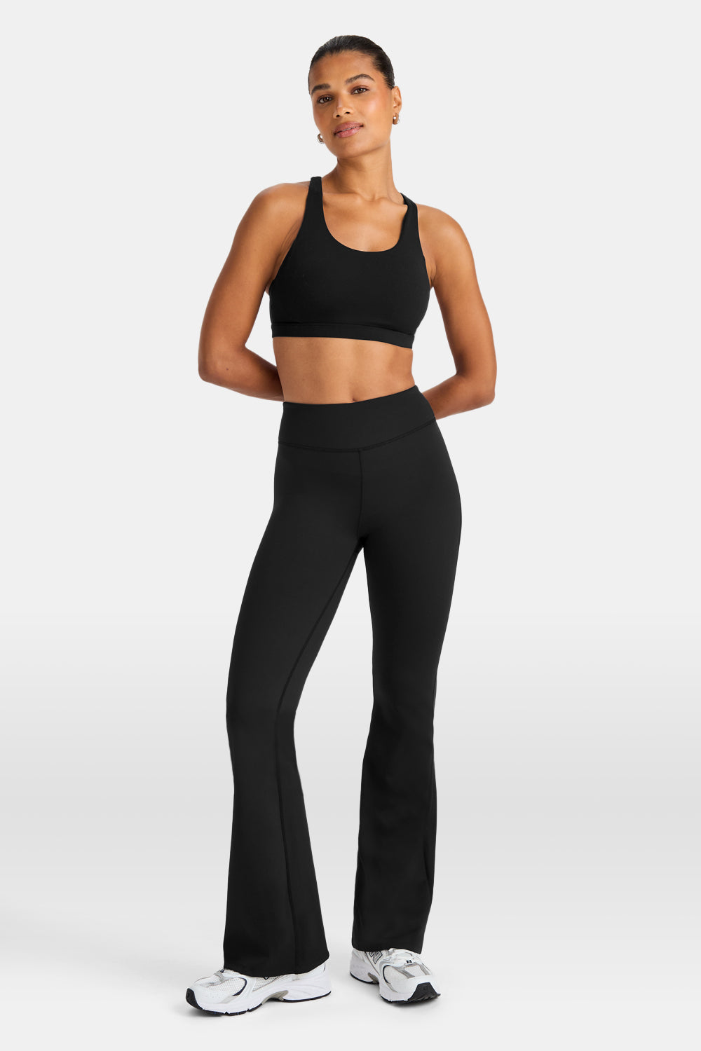 SkinLuxe Fleece High Waisted Flared Yoga Pant - Shadow Black