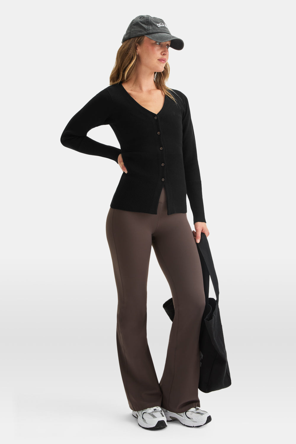 Knit-Waisted Cardigan - Black