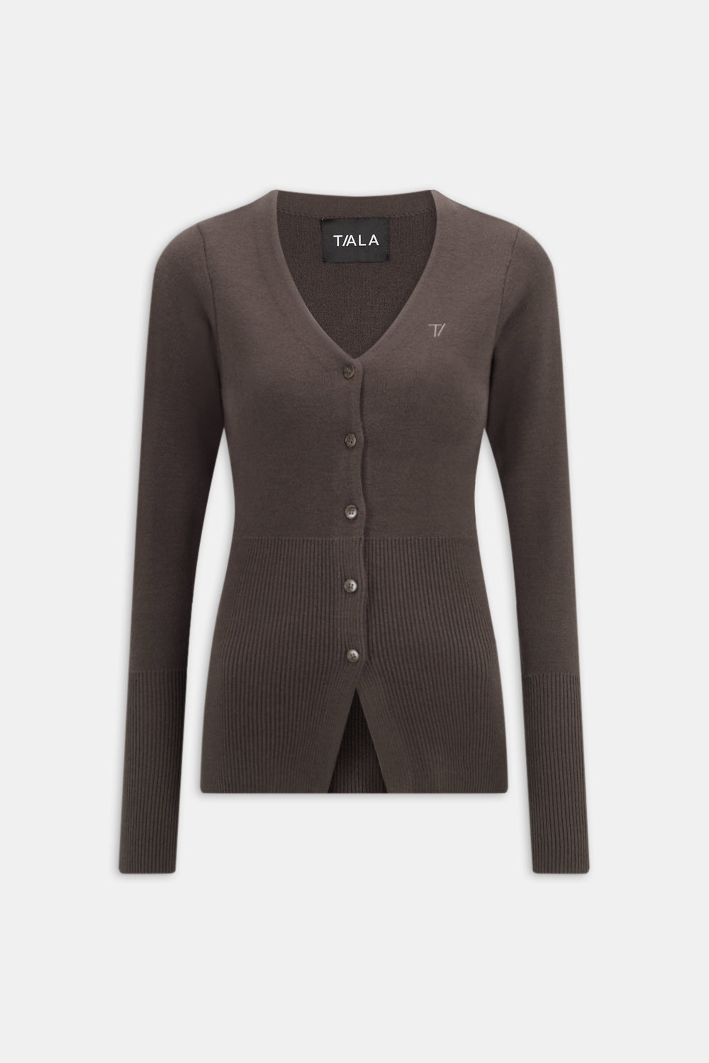 Knit-Waisted Cardigan - Mocha Brown