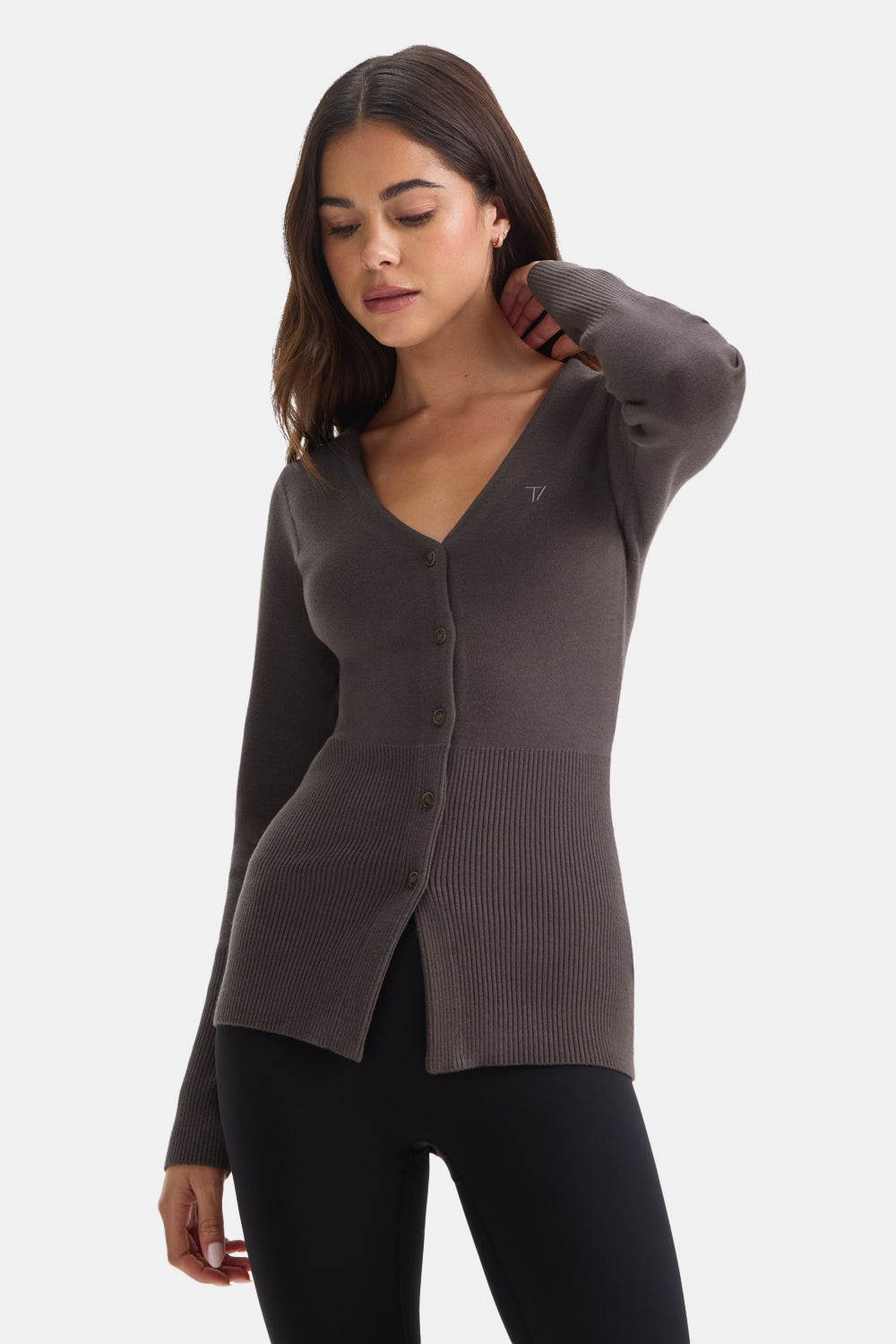 Knit-Waisted Cardigan - Mocha Brown