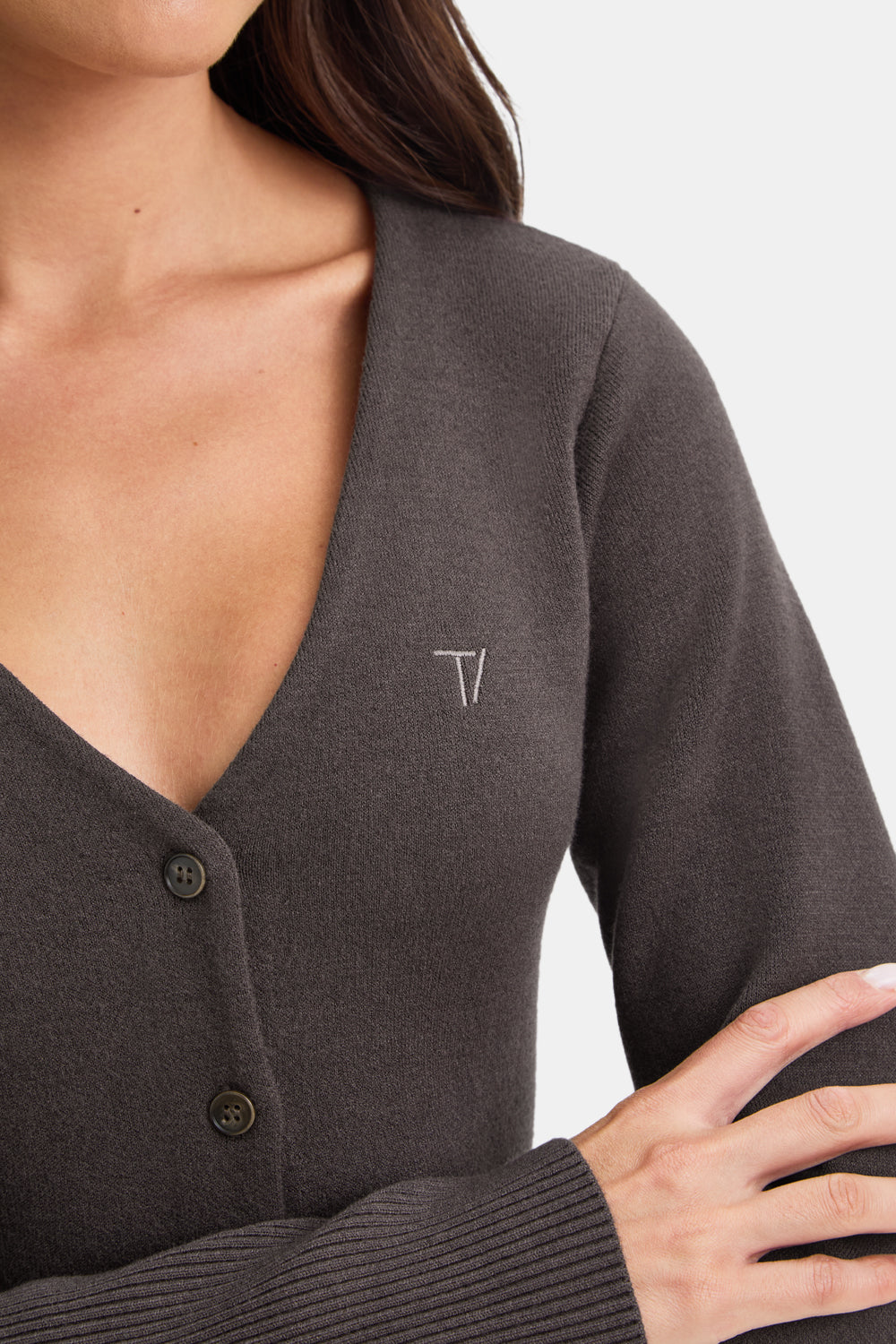 Knit-Waisted Cardigan - Mocha Brown