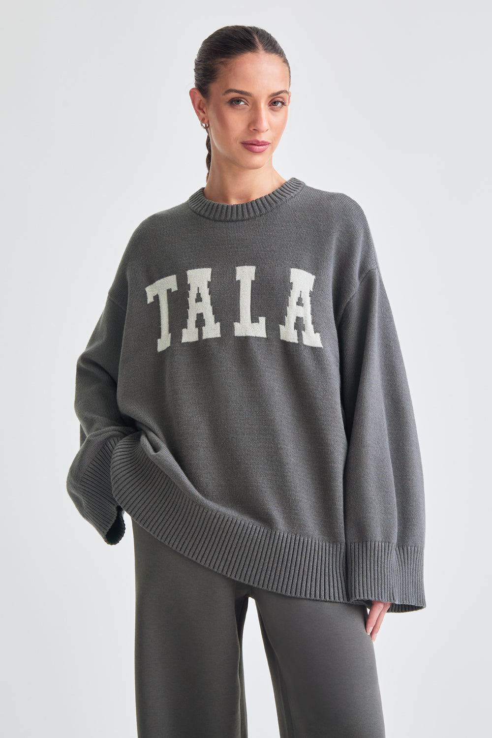 TALA Knit Sweater - Charcoal And Milk