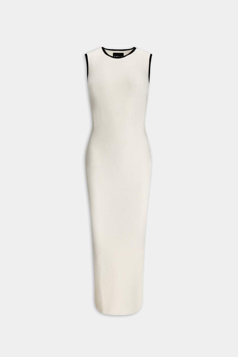 Sleeveless Contrast Ribbed Knit Maxi Dress - Buttermilk And Black