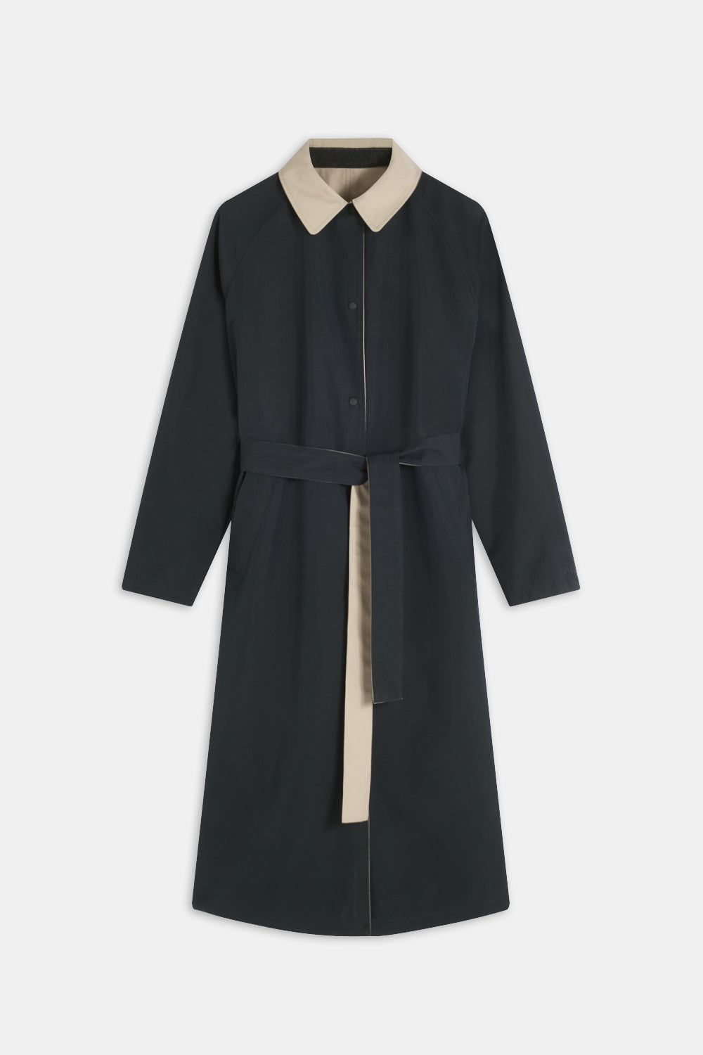 Longline Reversible Trench - Beige / True Black