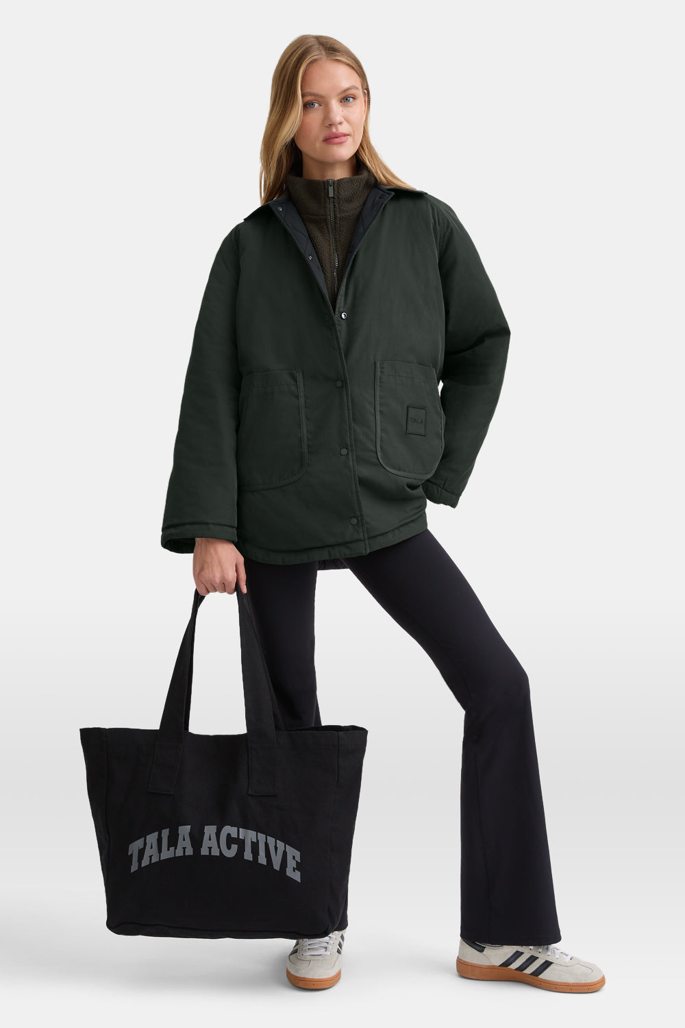 Quilted Reversible Barn Jacket - Dark Moss / Black