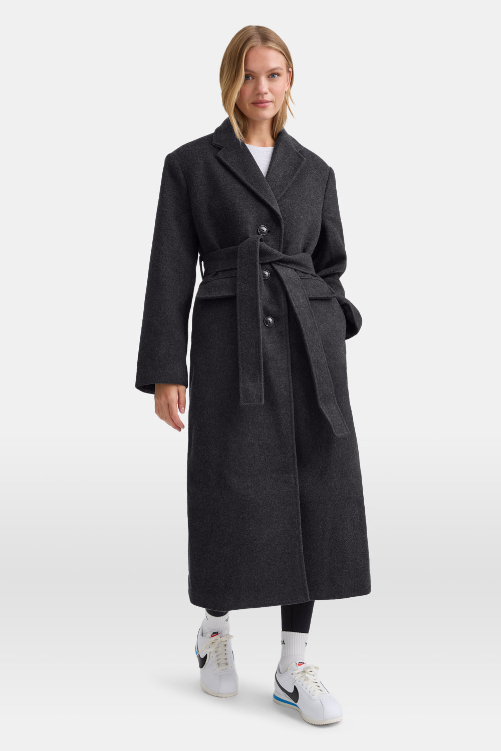 Wool Blend Oversized Overcoat - Charcoal