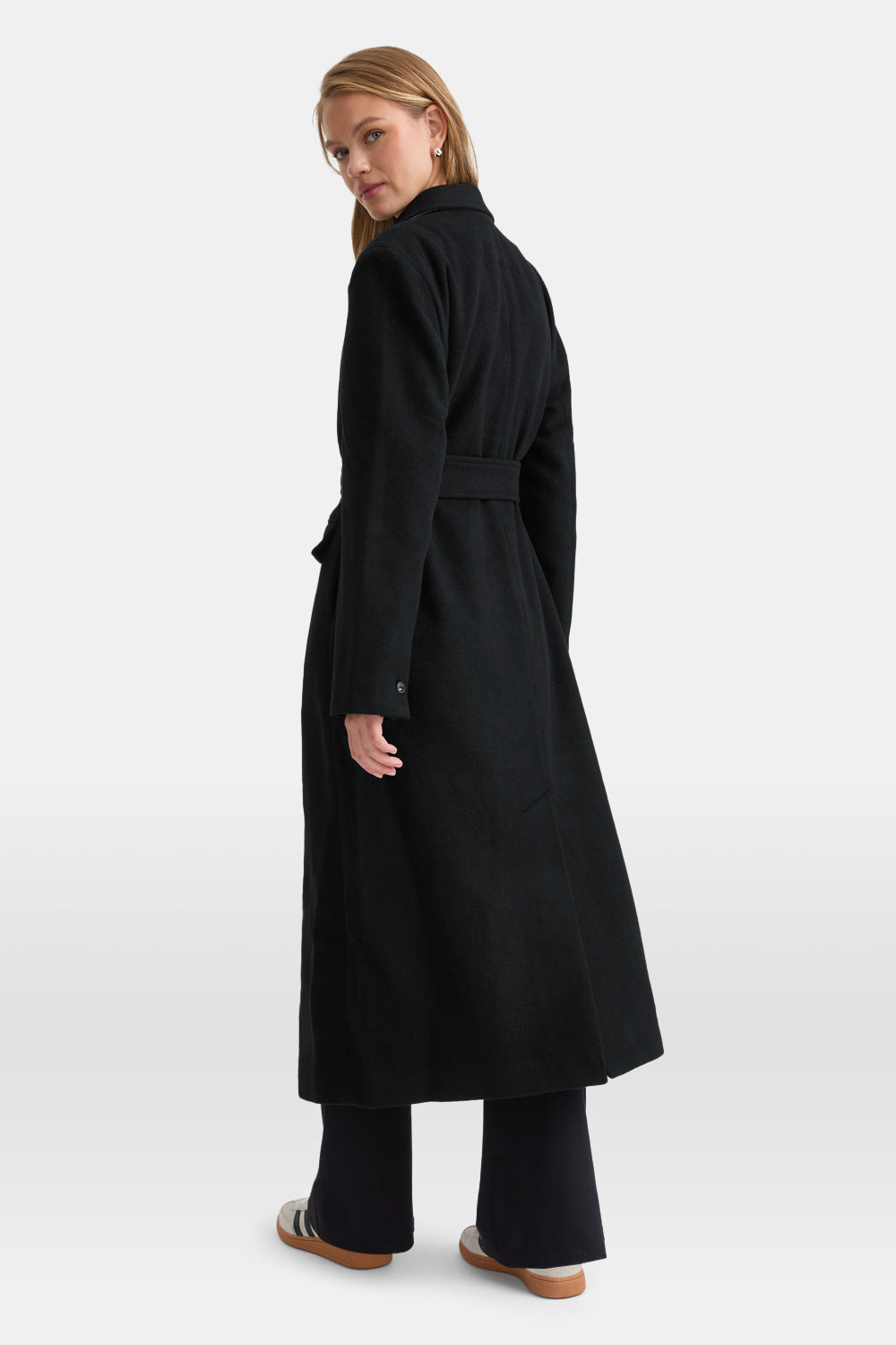 Wool Blend Oversized Overcoat - Black