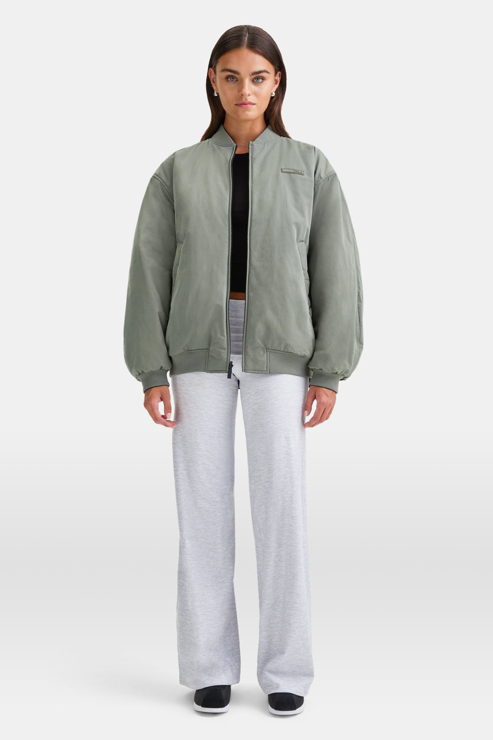 Reversible Oversized Bomber Jacket - Black And Cool Olive