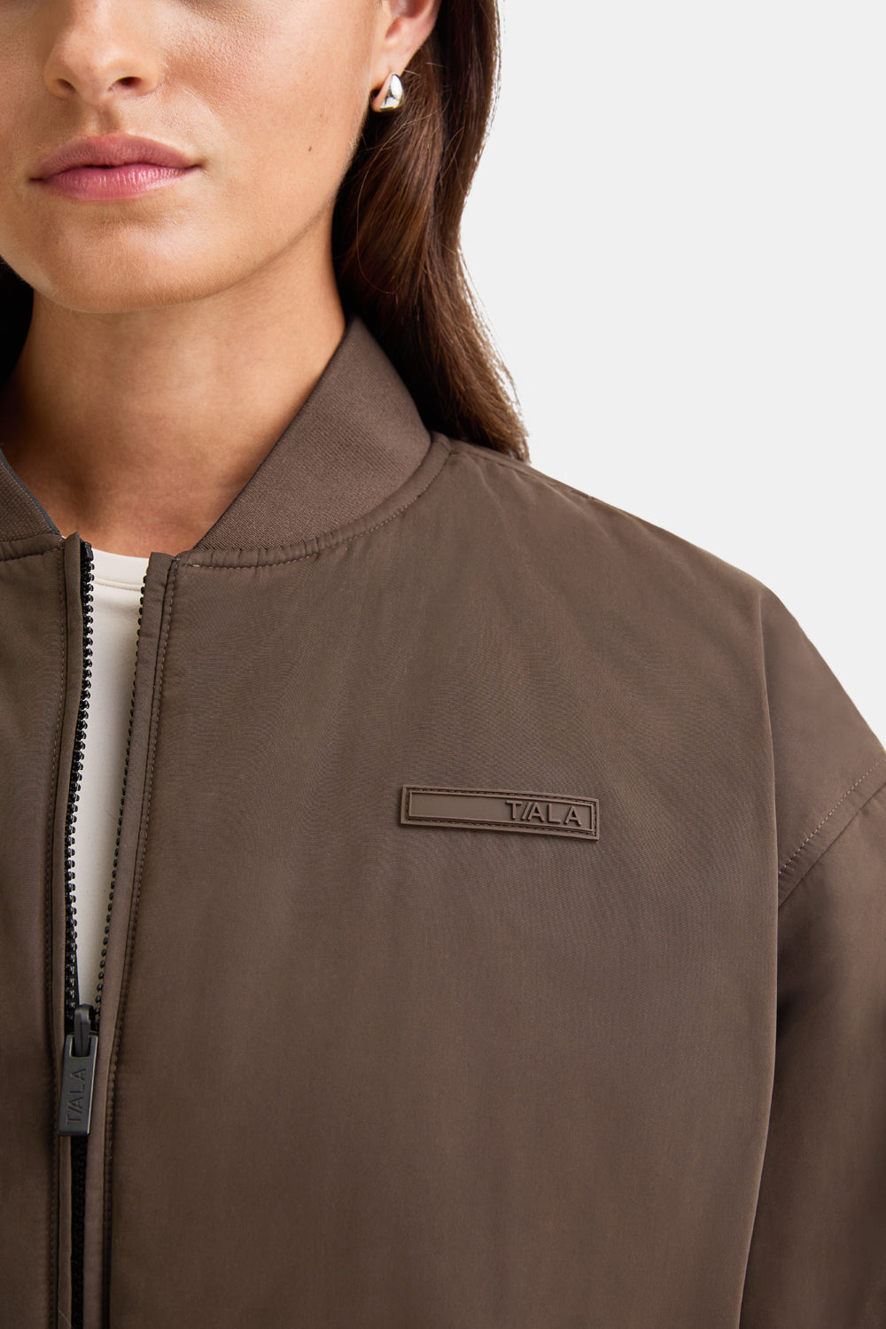 Reversible Oversized Bomber Jacket - Black And Espresso