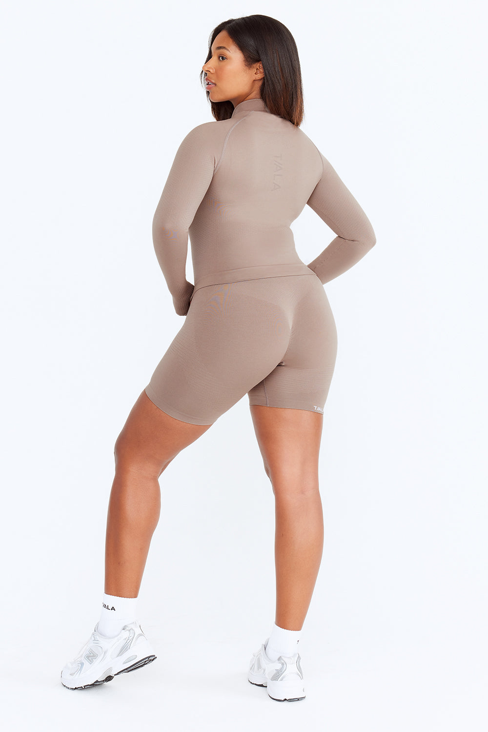 Sculpt Seamless Mock Neck Zip Through Jacket-  Pebble Marl