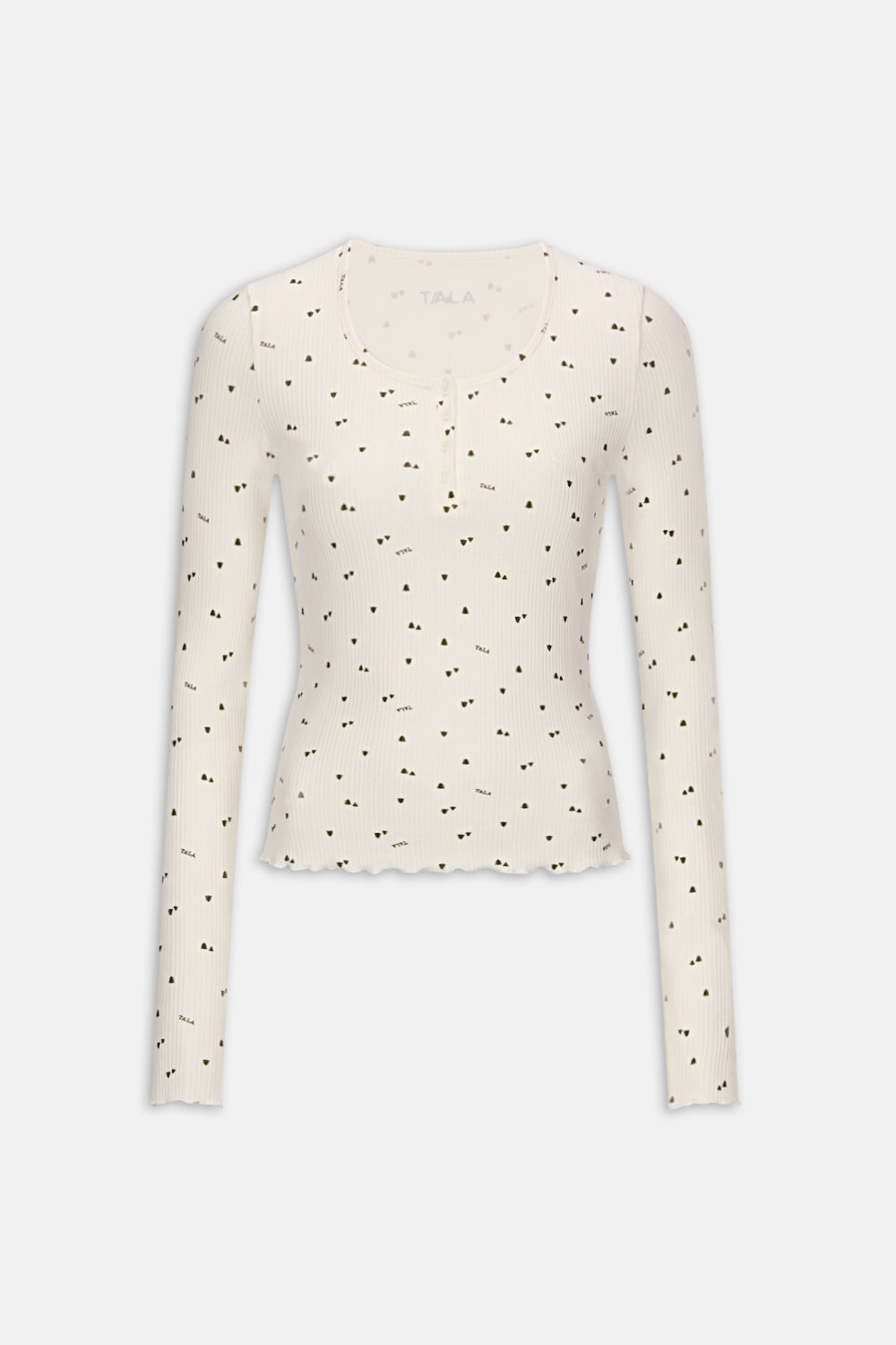Henley Pyjama Top - Ivory Forest Print