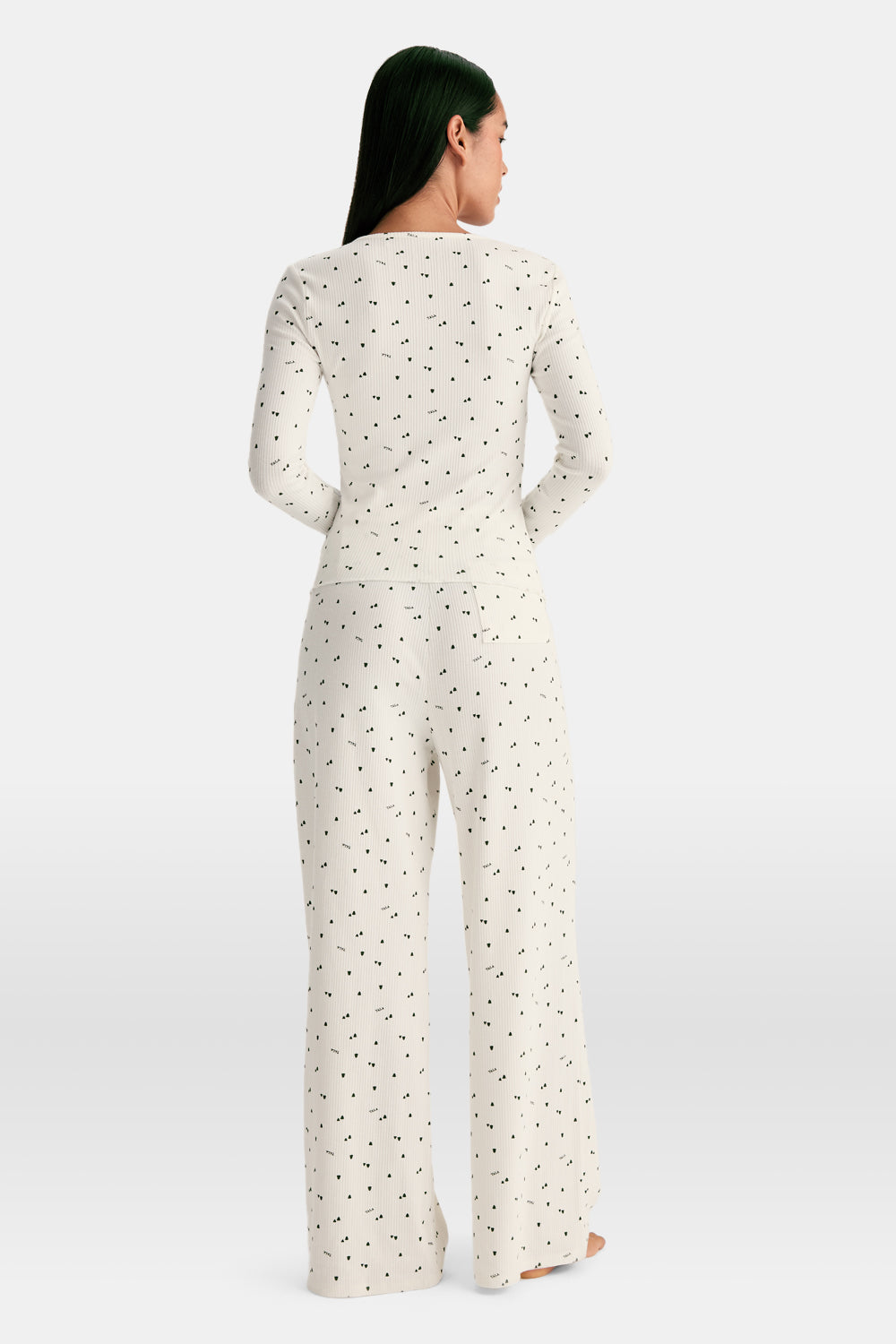 Henley Pyjama Top - Ivory Forest Print