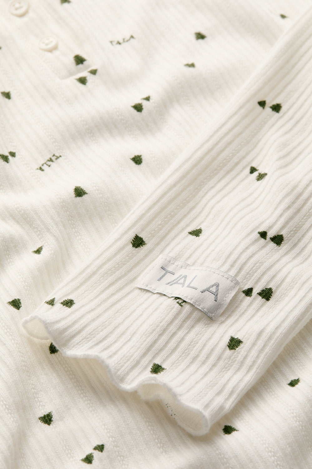 Henley Pyjama Top - Ivory Forest Print