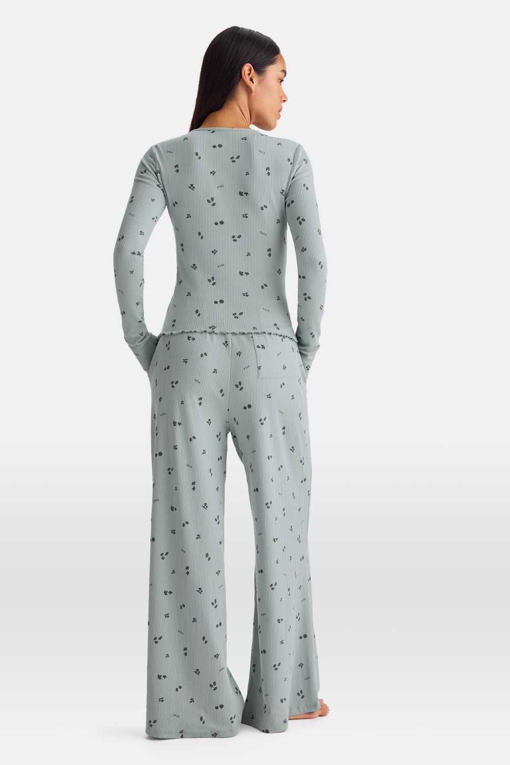 Henley Pyjama Top - Sage Woodland Print