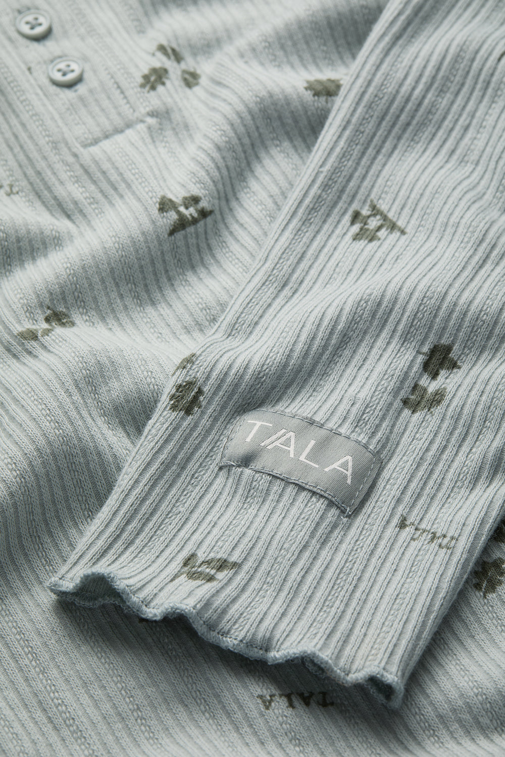 Henley Pyjama Top - Sage Woodland Print