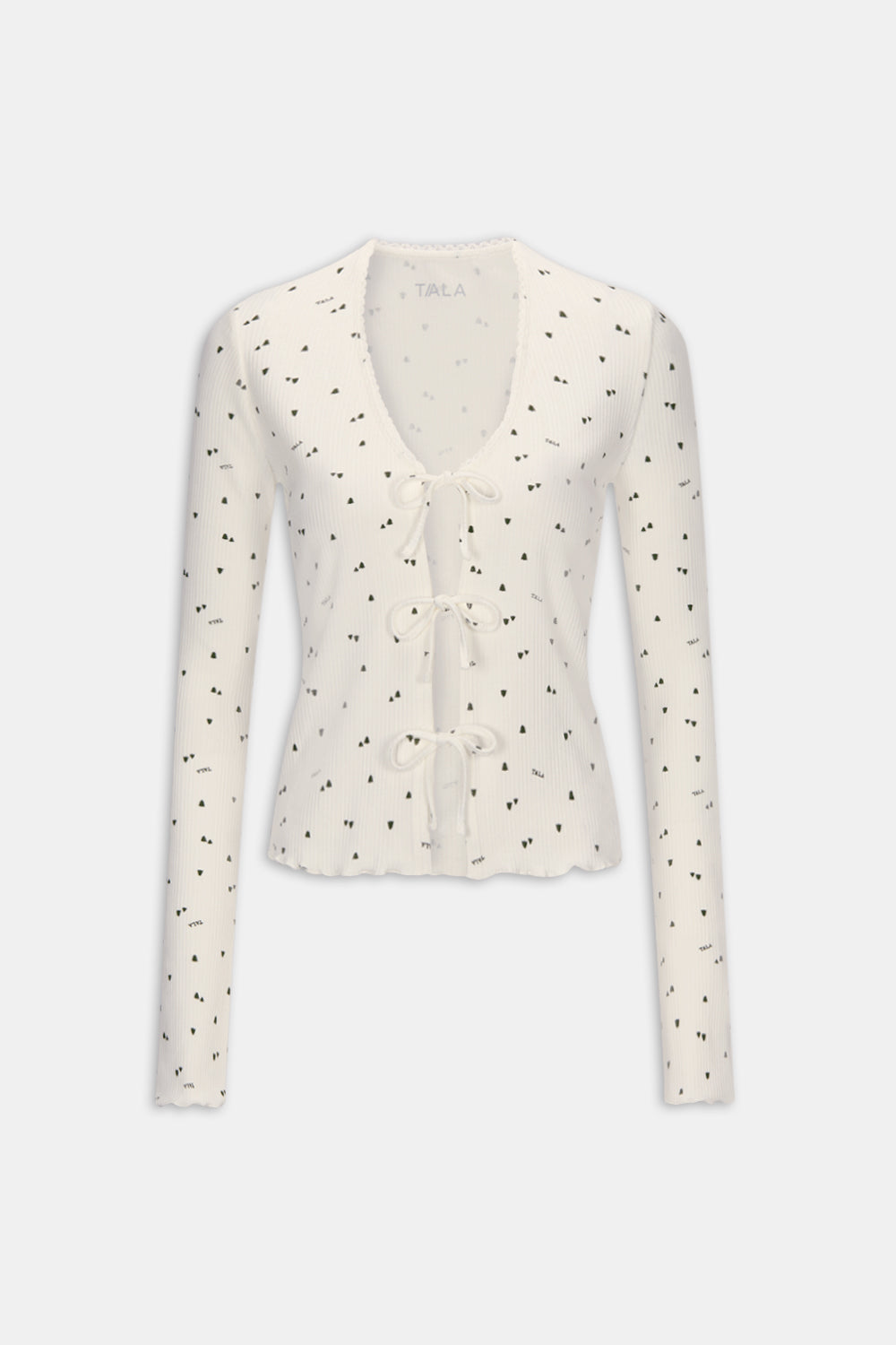 Tie Up Pyjama Cardigan - Ivory Forest Print