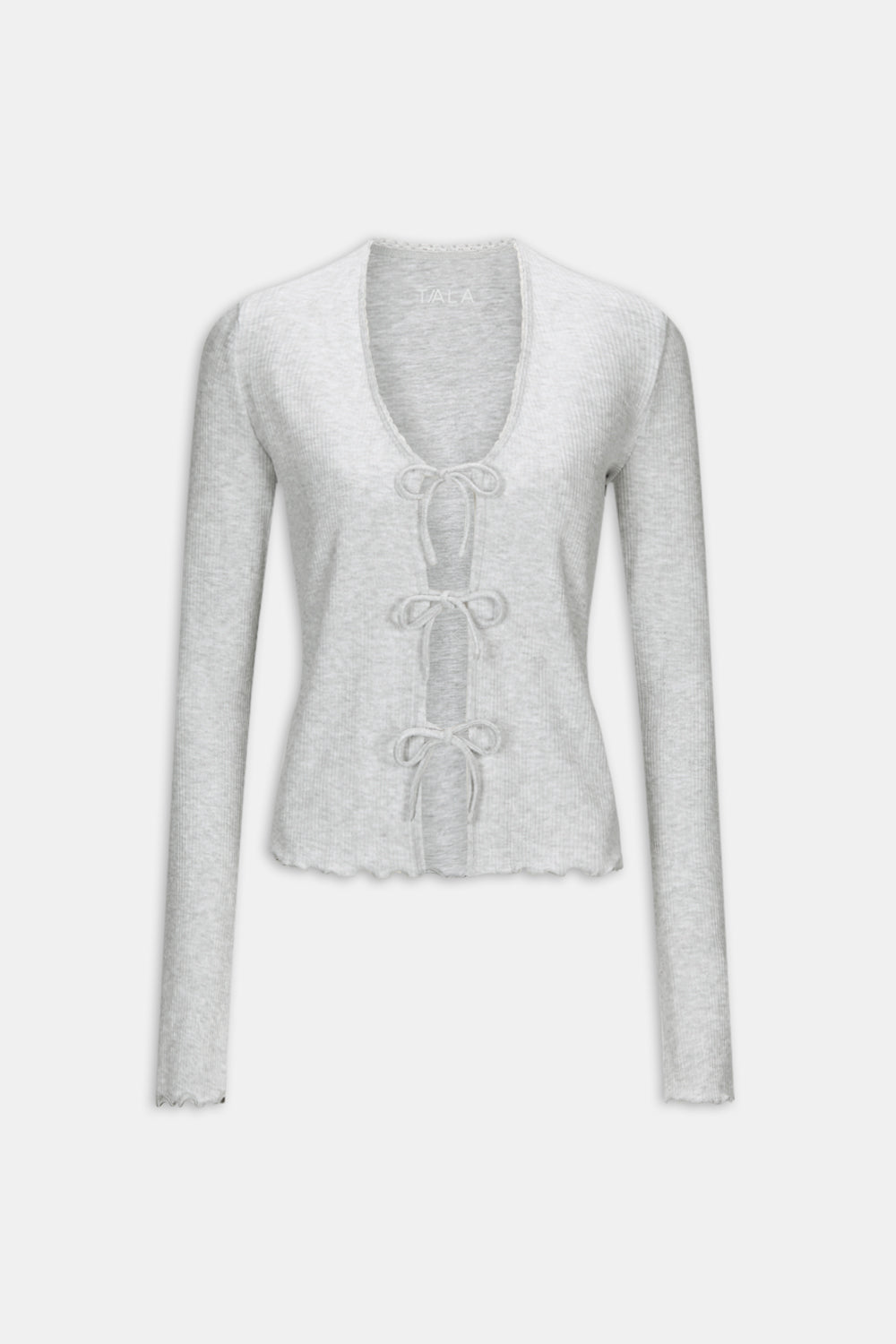 Tie Up Pyjama Cardigan - Grey Marl