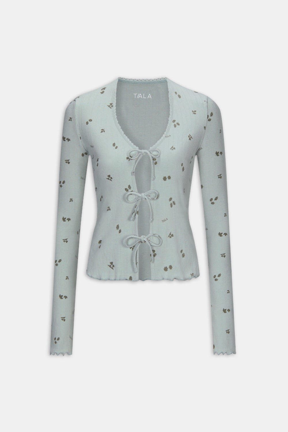 Tie Up Pyjama Cardigan - Sage Woodland Print