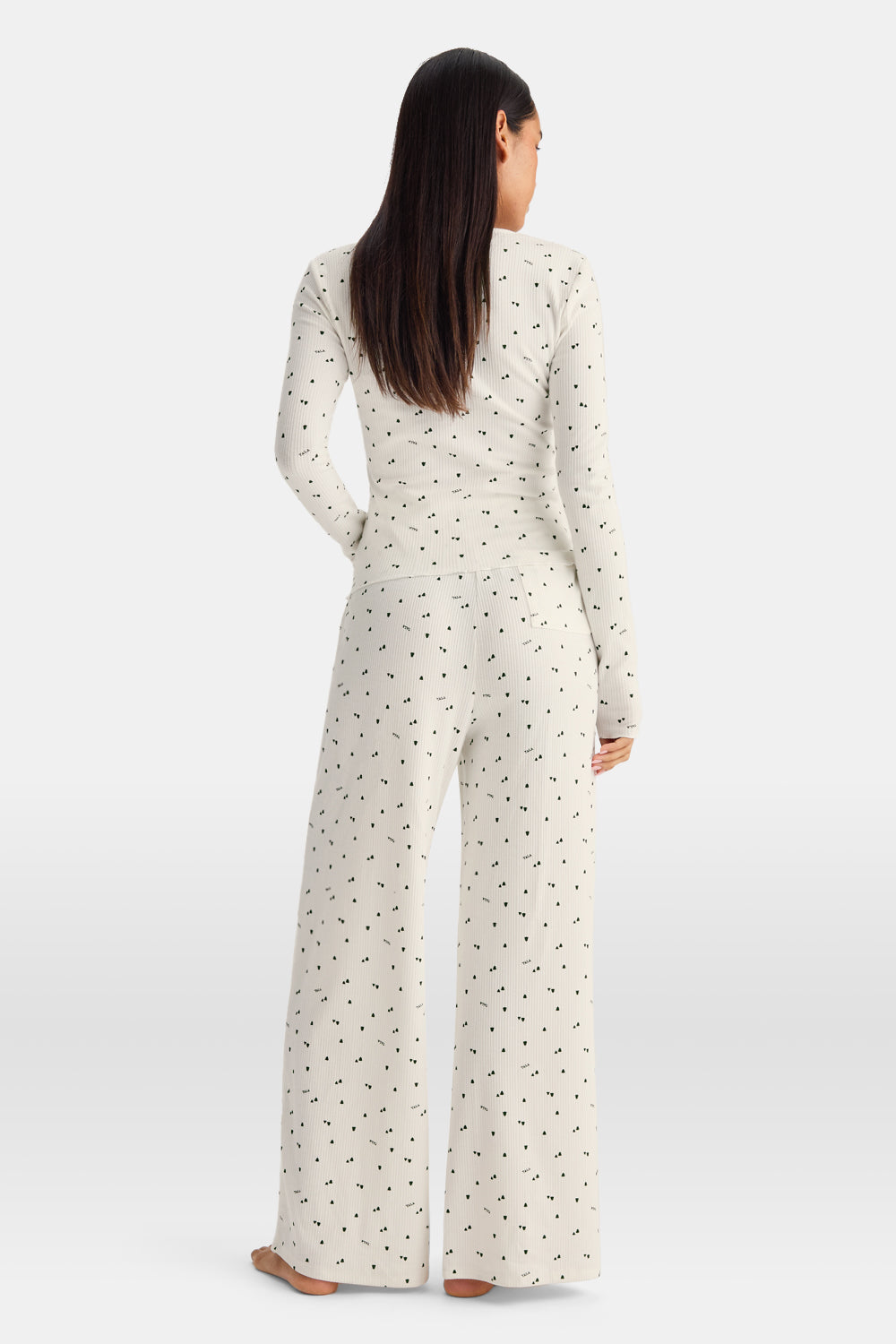 Wide Leg Pyjama Bottoms - Ivory Forest Print