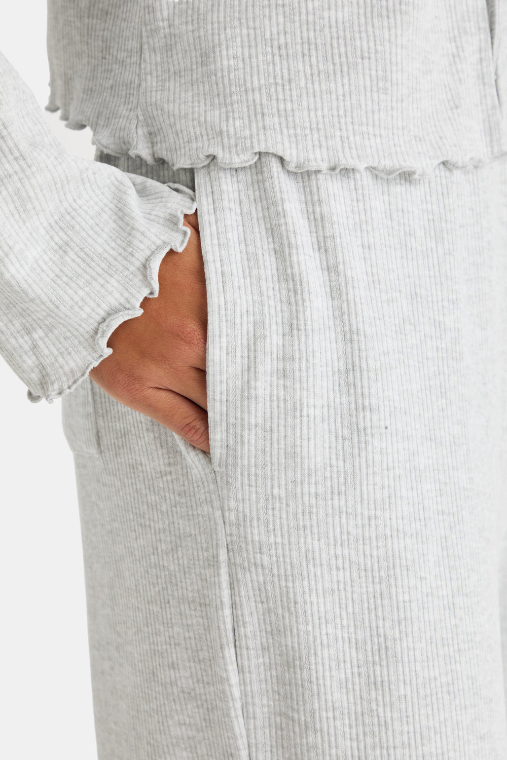 Wide Leg Pyjama Bottoms - Grey Marl