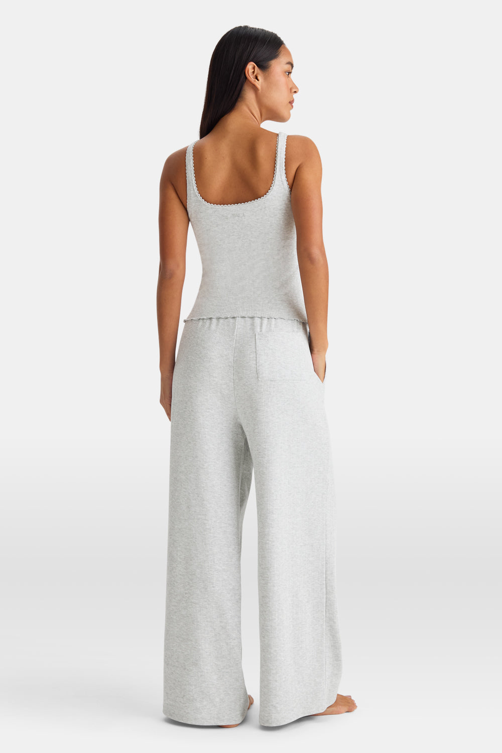 Built In Bra Pyjama Vest - Grey Marl
