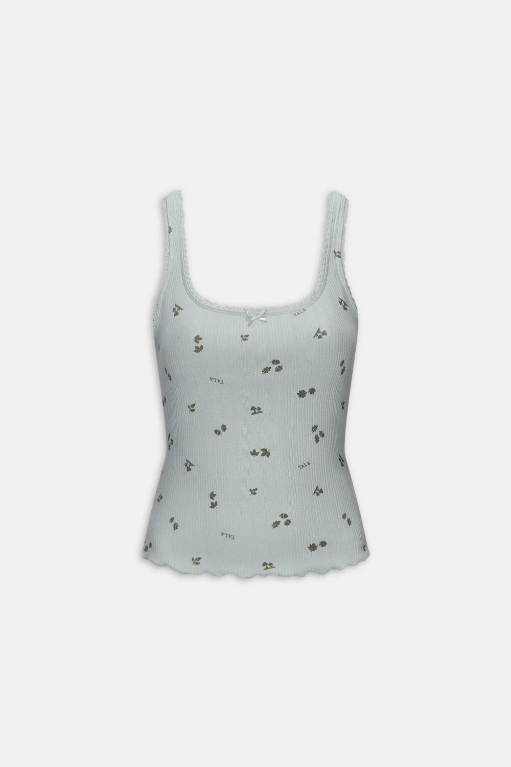 Built In Bra Pyjama Vest - Sage Woodland Print