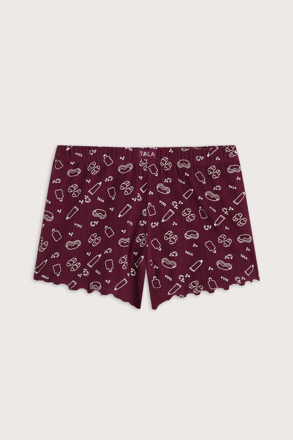 Pyjama Shorts - Burgundy 'Wind Down' Print
