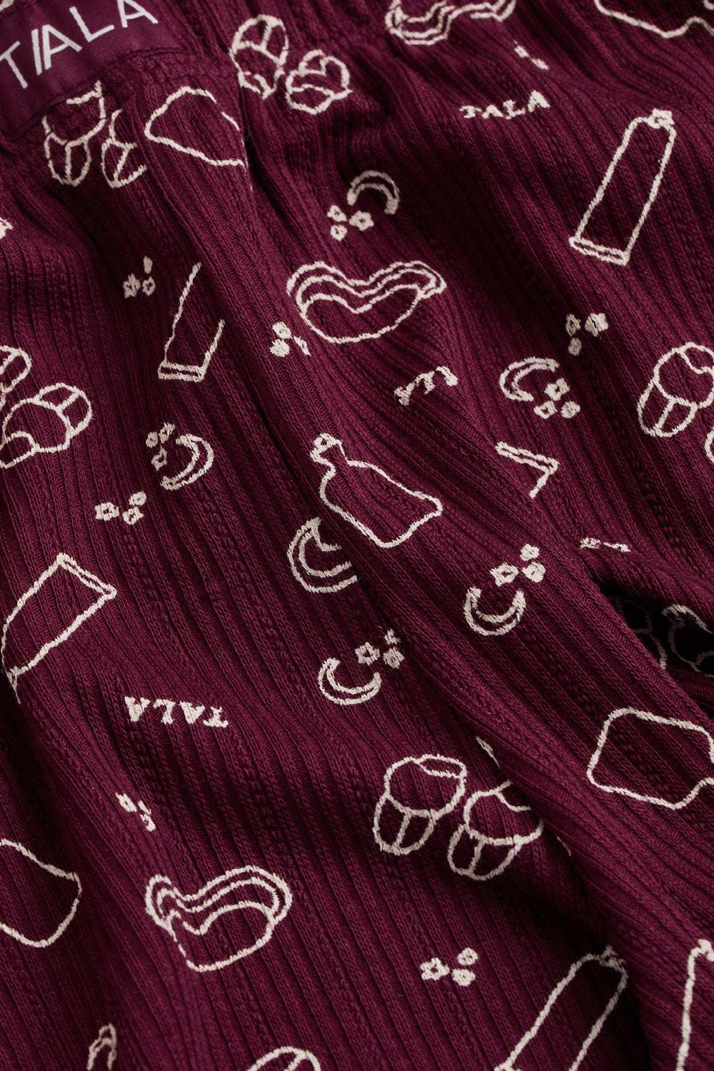 Pyjama Shorts - Burgundy 'Wind Down' Print