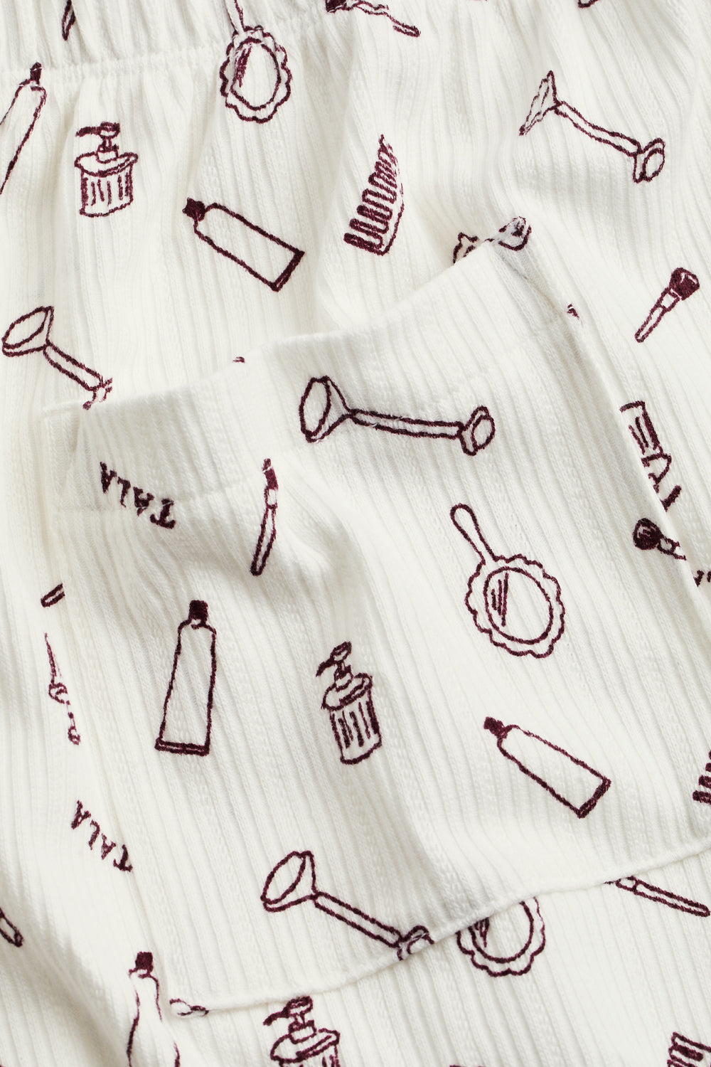 Wide Leg Pyjama Bottoms - Ivory 'Wake Up' Print