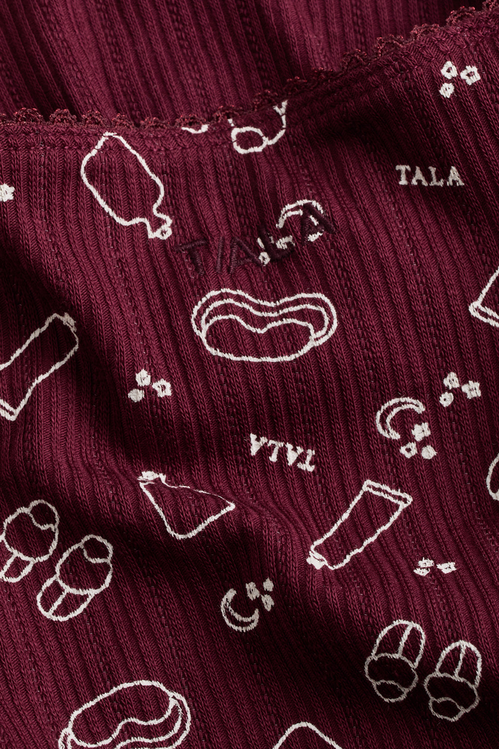 Cami Pyjama Vest - Burgundy 'Wind Down' Print