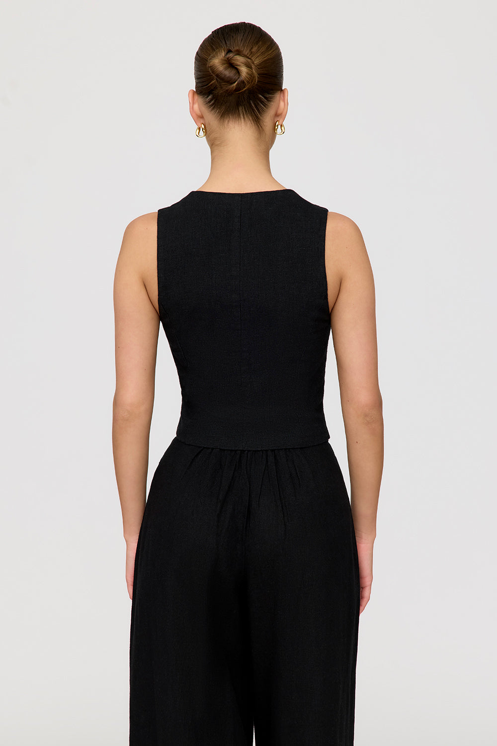 Cyprus Linen Blend Tailored Waistcoat - Shadow Black