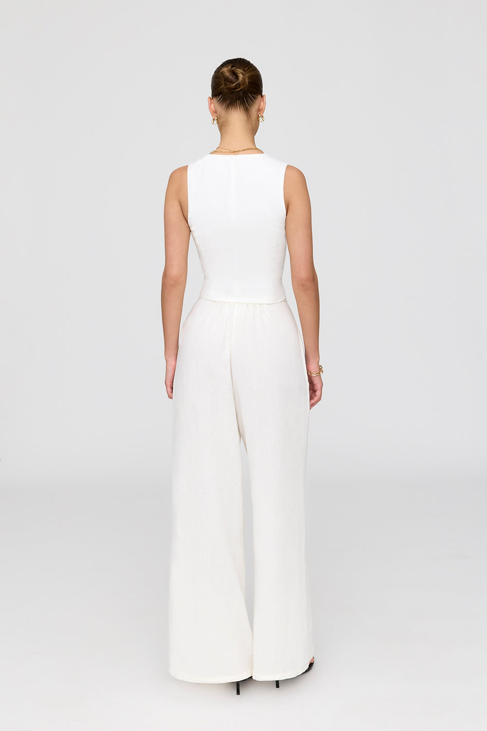 Cyprus Linen Blend Tailored Waistcoat - Coconut Milk