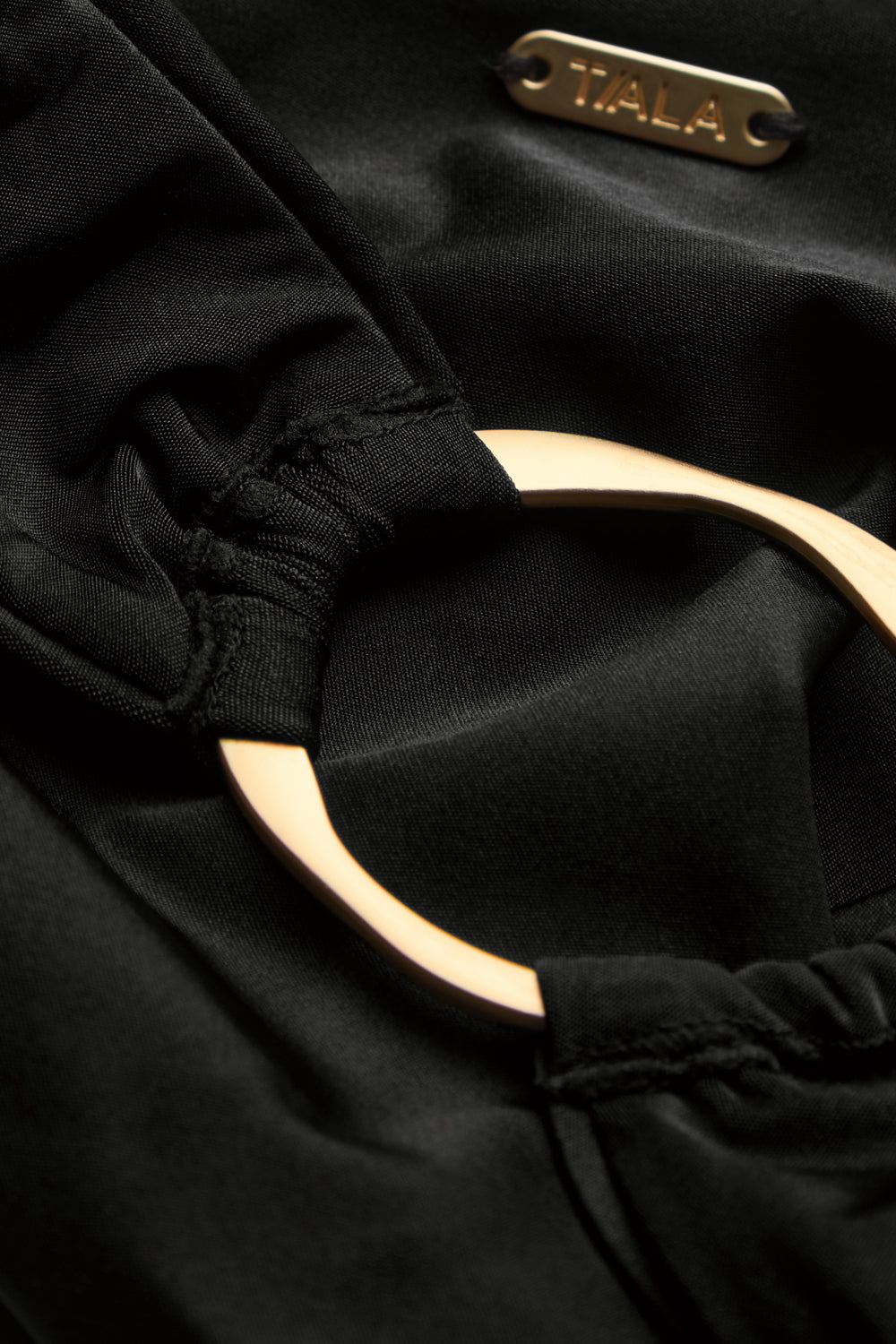 Asymmetric Gold Ring Bikini Bottom - Black Onyx